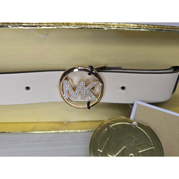 Michael Kors Lt Cream 28mm Pave Logo Belt in size Large/Extra Large - Picture 3 of 4